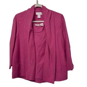 VTG Women's Spiegel  2-PC Silk Linen Tank & Blazer Sz6 Classic Capsule Tradewife